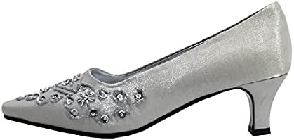 Floral Tala (DP640) Women's Wide Width Dress Slip-On Pumps Silver 10 | Image 2