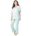 Exquisite Form Women's Colortura Short Sleeve Pajama,Azure Mist,Large
