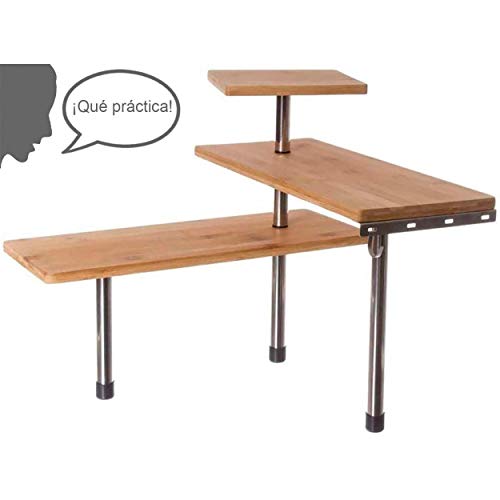 Bakaji - Estantería esquinera para Cocina, 3 estantes, Madera de bambú, Estructura de Acero, Mueble esquinero, portaobjetos con Ganchos - imagen 4