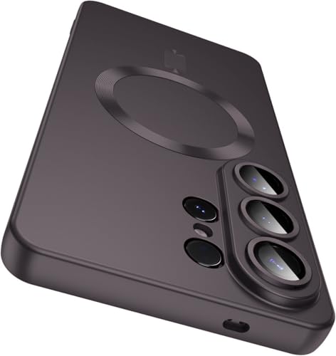 Image of DIZORO Samsung S26 Ultra Case, Compatible with Mag Safe Back Cover, Matte Luxury Metallic Luster Flexible TPU Wireless Charging Shockproof Case with Camera Protector Lens (Coffee)