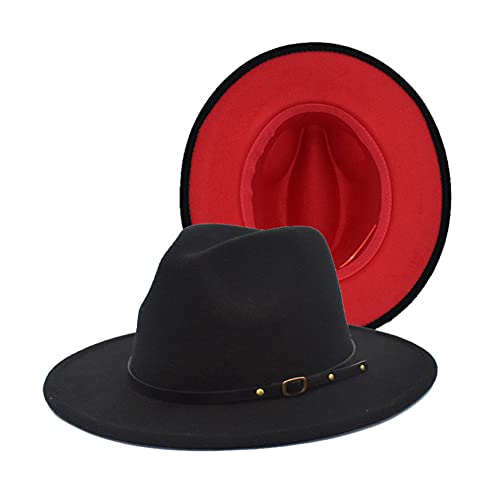 Bamboopack - Chapeau Fedora classique à large bord bicolore en feutre Panama avec boucle de ceinture pour homme et femme
