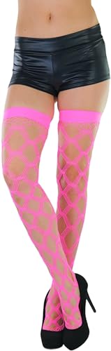 Image of ToBeInStyle Women's Multi-Strand Large Diamond Fence Net Thigh High Stockings