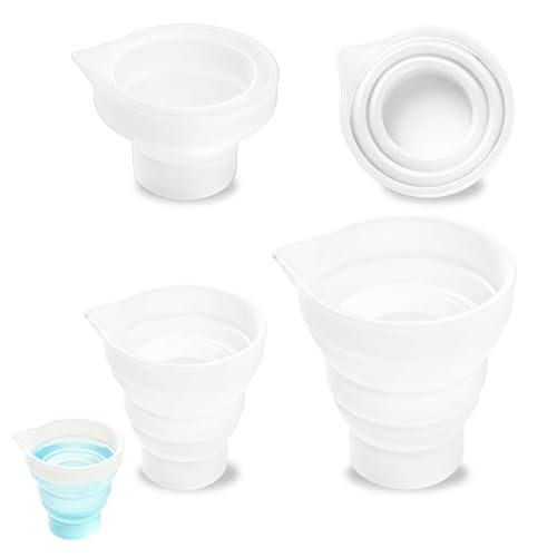 UIHRLM 4 PCS Silicone Laundry Detergent Cup, 50ml/100ml Foldble Dosing Ball for Liquid Detergent with Graduation Marks, Reusable Washing Machine Balls for Lab, Baking, Kitchen, Laundry Room