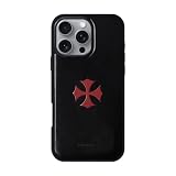 COGURE スマホケース iPhone16ProMax用 ケース 本革 イタリアンサドルレザー 耐衝撃 シンプル おしゃれ ギフトボックス付き COTCross クロスモチーフ ブラック