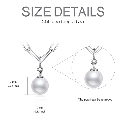 Paper Clip Necklace Removable Pearl Pendant Chunky Link Chain Sterling Silver Dual Purpose Necklace Fashion Charm Jewelry for Women4