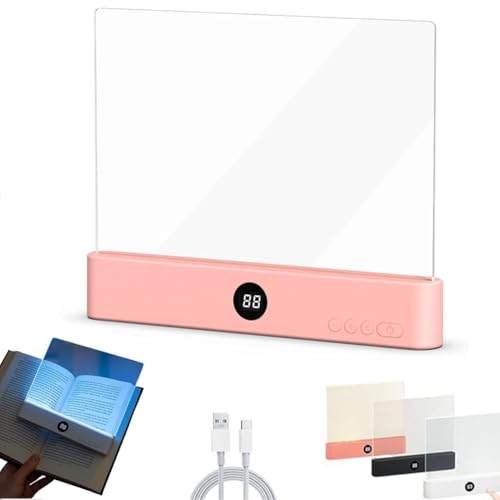 Smart LED Book Light,LED Buchlampe,Panel Book Light,Augenschutz leselicht buch Buchseite Licht Mit 3 Farben und Timer,Leselicht Buch,Tragbare Flaches Buchlicht Zum Lesen Im Bett Bei Nacht (Rosa)