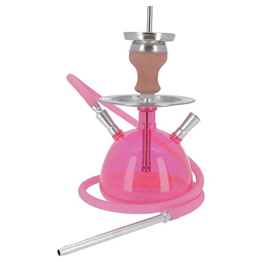 INVI® Cachimba Festival 35 cm | Shisha de Viaje - Ideal por un Festival o afuera! | Set portatíl Completo: Jarrón, Manguera Silicona, cazoleteta, gestor de Calor, Bolso bandorela (Rosa Transparente)