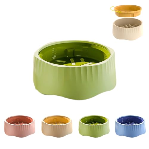 NASTELLA 2-in-1 Convertible Slow Feeder Dog Bowl, Regular and Slow Mode for Fast Eaters, Anti-Bloat, Interactive Puzzle, Non-Slip for Small Medium Large Breed Dogs, Cats, Puppies, Pets, Matcha Green