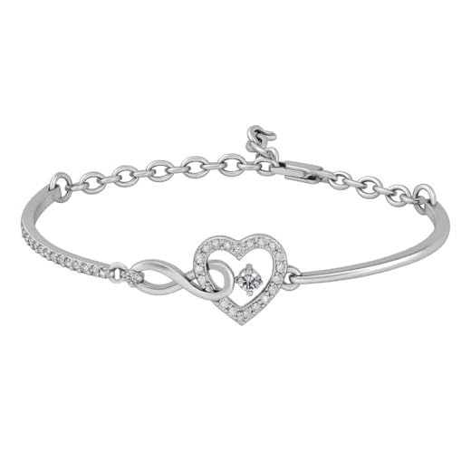 THE MARKETVILLA Pure 925 Silver Bracelet for Women - Heart Infinity Bracelet for Girls, Dainty Adjustable Bracelets for Women Stylish, Sterling Silver Simple Wristlet for Girls