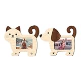 Famigl - Portafotos para perros y gatos y animales domésticos | Juego de 2 marcos de madera moldeados para gatos y perros para recuerdos | Marco de fotos conmemorativo de animales domésticos, para