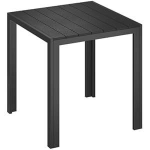 STEELSØN Alaris Gartentisch 75x75 cm – Esstisch Garten für 4 Personen – Balkontisch mit Metallgestell, Schwarz – Outdoor Tisch Balkon klein – Terrassentisch mit Kunstholz Tischplatte UV- & wetterfest