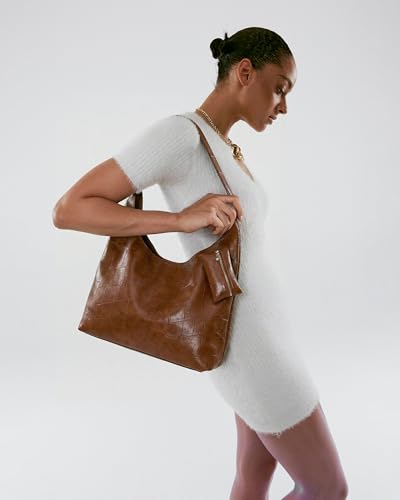 Image of NEWBELLA Women's Hobo Purse - Faux Leather Shoulder Bag & Tote Handbag, Spacious Work Bag for Commute & Daily Use (Brown Hobo)