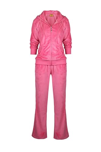 Facitisu Tracksuit for Women Set 2 Piece Joggers Velour Jogging Sweat Outfits Hoodie and Sweatpants Set M, Coral