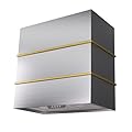 Akicon 30 inch Kitchen Range Hood with 600 CFM, Stainless steel Vent Hood, Wall Mounted Stove Hood, 3 Speed Fan with LED Light, Powerful Vent Motor, Brushed Stainless with Gold