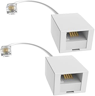 BT Telephone Socket Adapter Cable BT to RJ11 2 Pack, Ancable BT Female to RJ11 Male 4 Wire Plug 6P4C Cable Adapter Landline Port Converter Extender FAX Modem Corded Cordless Phone SKY