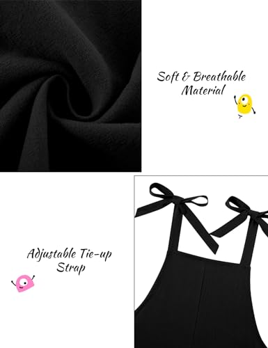 Image of Girls Romper Sleeveless Adjustable Tie-Up Strap Short Jumpsuits Summer Clothes with Pocket 5-12 years