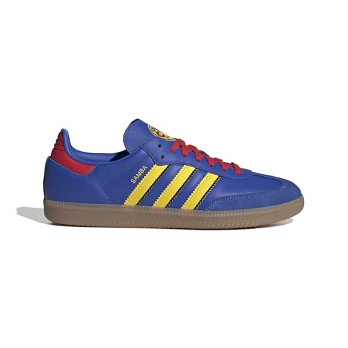 adidas Unisex Samba Licensed Hi-res blueYellow/Vivid red 12 US