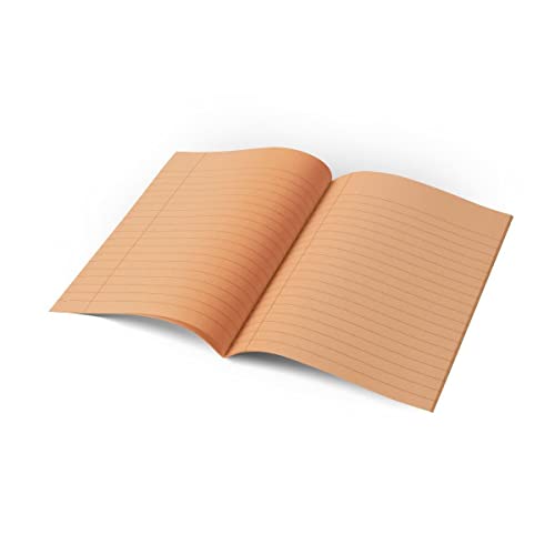 Orange Tinted Exercise Books: 10mm Lined with Margin, A5 9x7", 48 Pages | Dyslexia Friendly Exercise Book for Children, Adults | Tinted Paper, School, Office, Home, Work, Writing - (Single Book)