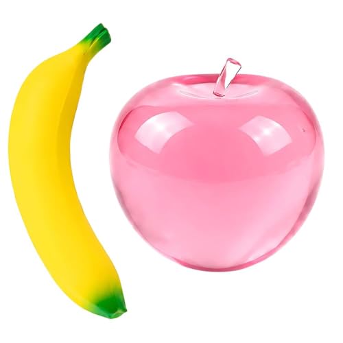 2Pcs Jumbo Squishies and Fruit Squishy Set Two Large Soft Foam Items for Gentle Hand Activity Suitable for Students and Office Workers Banana and Red Apple Design