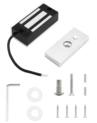 QWORK Electric Magnetic Lock, 60kg 130LBs Holding Force Electric Magnetic Lock for Door Access Control System Electromagnet Fail-Safe NC Mode