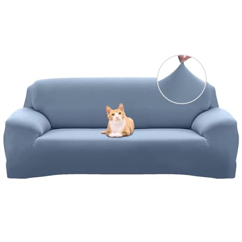 Jaotto Funda para Sofa 3 Plazas Funda Cubre Sofa Ajustable Fundas de Sofá Elasticas Extraíbles Lavables Antideslizante Protector Cubiertas de Sofá con Brazos de Sala de Estar,Gris-Azul