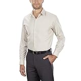 Van Heusen Men's Tall Fit Dress Shirts Poplin, Stone, 19
