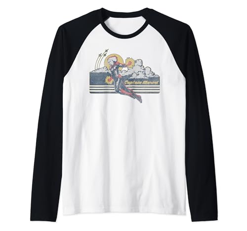 T-shirt Captain Marvel maillot de baseball raglan vintage imprimé graphique coloré