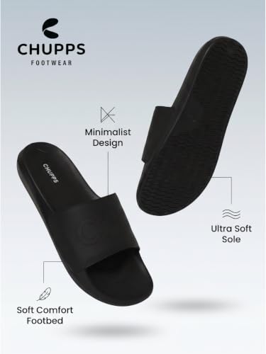 Buy CHUPPS Pure Black Drift Orthopedic Slippers | Soft Footpharma Footbed | Breathable Ventilation Holes | Lightweight Flip Flops | Anti-Skid Chappals for Everyday For Mens at Amazon.in - Image 6