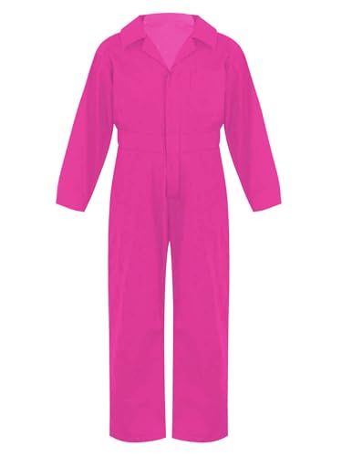Miutii Kids Boys Girls Cargo Coveralls Long Sleeve Zipper Overalls Mechanic Costume Boiler Suit Jumpsuit Workwear Hot Pink 15-16 Years