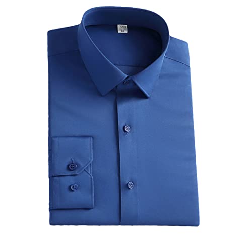 Chemise extensible homme en soie bleue sans poche pour éviter les plis au bureau