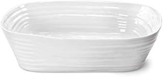 Portmeirion Home & Gifts Rectangular Roasting Dish, Porcelain, White, 23.3 x 29.6 x 7.36 cm