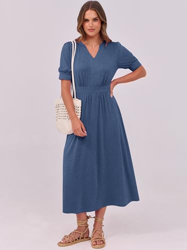 ANRABESS Women's Boho Maxi Swing A-Line Casual Long Dress