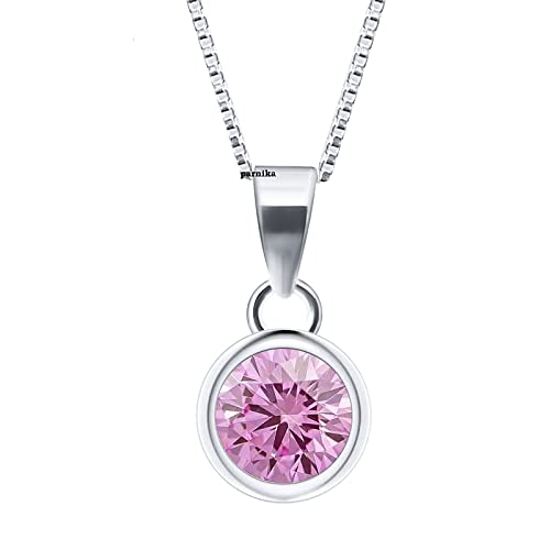 Image of Parnika 925 Sterling Silver Heart Solitaire Zircon Pendant for Women and Girls | Gift for Women n Girls | With Certificate of Authenticity | Pendant Only | Locket|