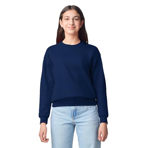 Gildan Youth Fleece Crewneck Sweatshirt, Style G18000B, Navy, Medium - image 4