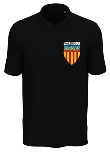 Atspauda Valencia Shield Graphic - Polo de algodón para hombre, color negro, Negro, S