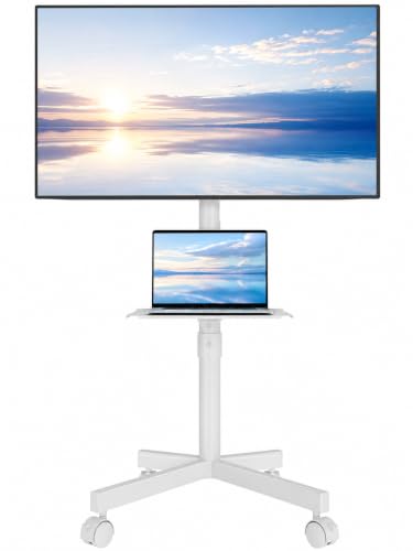 Image of BONTEC Mobile TV Stand on Wheels, 23-60 Inch TVs, Height Adjustable, 25 kg