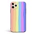Keyihan Cover per iPhone 12 (6,1 Pollici) Custodia Antiurto in Morbido TPU Silicone Disegni Texture Finitura Opaca Slim Protettiva Case Paraurti Anti-Graffio (Modello di Arcobaleno Strisce Rosa)