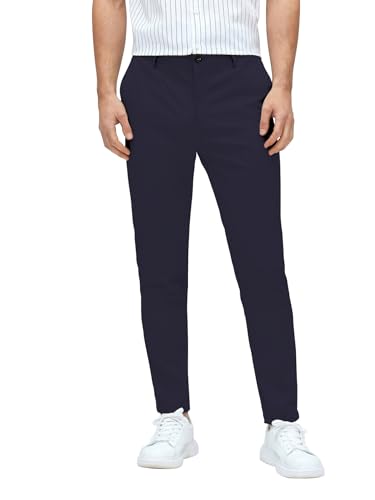 Image of AVANOVA Men's Classic Dress Pants with Side Pockets | Solid Tapered Suit Trousers, Business Formal Office Wear Regular Fit Pants, Stretchable Blend Slim Carrot Fit (Trouser 255)
