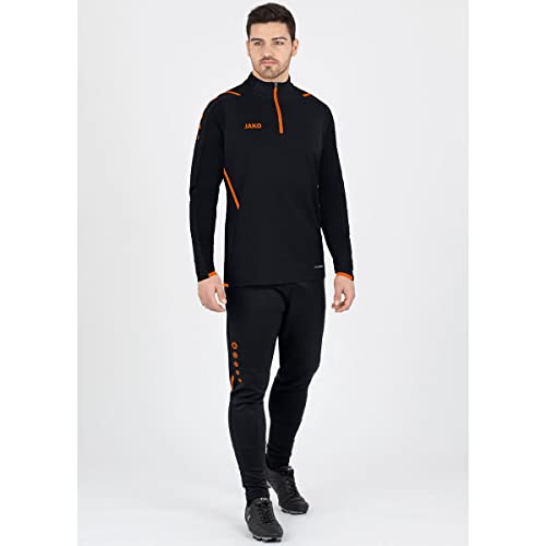 JAKO - Défi Ziptop, Mixte, Noir/Orange Fluo, S