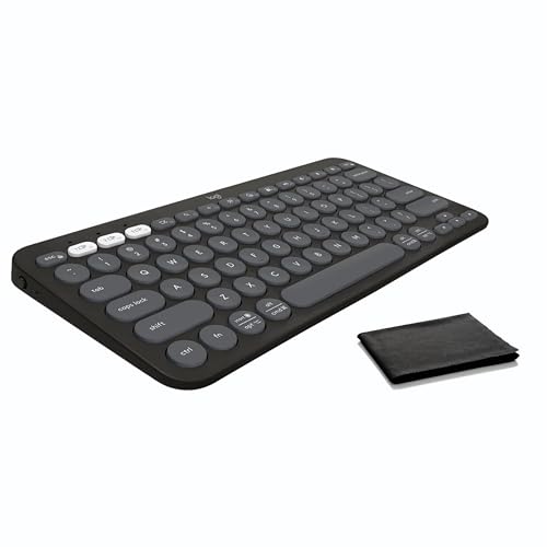 Logitech Keyboard Pebble Keys 2 K380s, Multi-Device Bluetooth Wireless Keyboard W/Customizable Shortcuts, Slim and Portable, Easy-Switch for Windows, macOS, iPadOS, Graphite, Cloth, Bulk Packaging