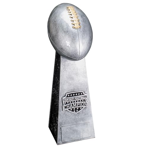 Image of Decade Awards Fantasy Football Champion Trophy, Silver or Gold - FFL Tower Award - Custom Engraved Plate on Request (11.5 or 16 Inch Tall)