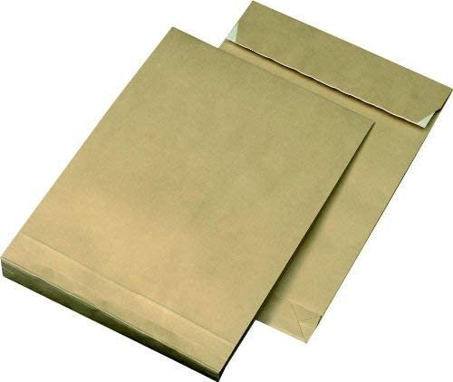 100 x braune Faltentaschen DIN B4 250× 353 mm 130g Versandtaschen selbstklebend ohne Fenster - Versandtaschen B4 mit 4 cm Bodenfalte - Versandtüten Brief-Kuverts große Umschlagtaschen (100)