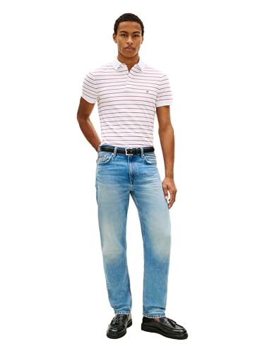 Image of Tommy Hilfiger Men's Short Sleeve Polo Shirts in Slim Fit with Stretch and Organic Pique Cotton