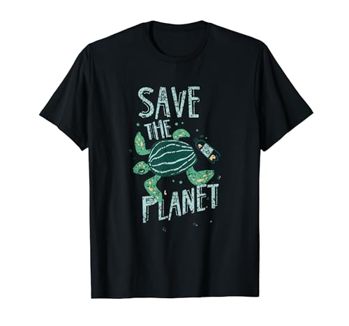 Save The Planet Tortuga Tierra Cambio climático Calentamiento global Camiseta