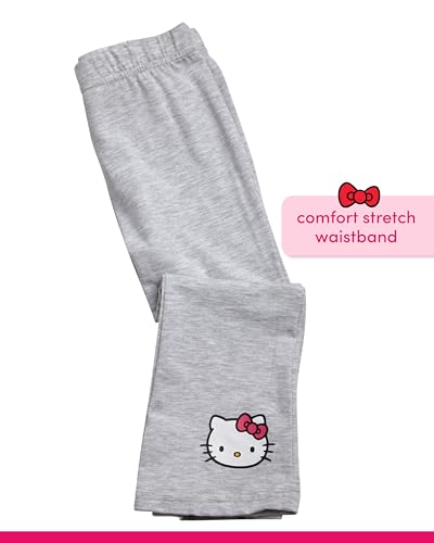 Image of Hello Kitty Girls Pant Set - 3 Piece Short Sleeve Graphic Tee Shirt Zip Up Fleece Jacket and Kids Pants Clothing Set, Size 7, Pink /Rose /Grey