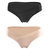 BAIRSTOW Maternity Low Waist Panties for Pregnant Women | Cotton Printed Underwear for Womens| V Shaped Lingerie for Pregnant Ladies, Pack of 2 (L, Black - Vanilla Khaki)