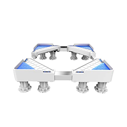 Base para lavadora 4/8 Patas fuertes Base para lavadora portátil Soporte ajustable para secadora y refrigerador Ancho del pedestal 43-65 cm Largo 50-72 cm Soporte para refrigerador y congel