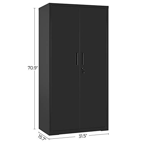 Songmics Garage Cabinet, Metal Storage Cabinet With Doors And Shelves, Office Cabinet For Home Office, Garage And Utility Room, Black Uomc015B01 #TOP5