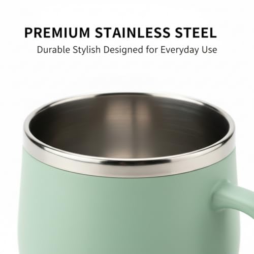 Image of Premium Stainless Steel Cappuccino Cups Set of 6 | 100ml Double Wall Insulated Coffee Mugs | Reusable Espresso & Cappuccino Cups | Stylish Gift Set for Home & Office (Green)