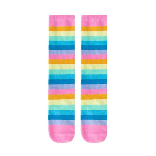 Little Girls Knee High Socks Funny Rainbow Dancing Socks Breathable Kids Tube Socks Cute Party Stockings